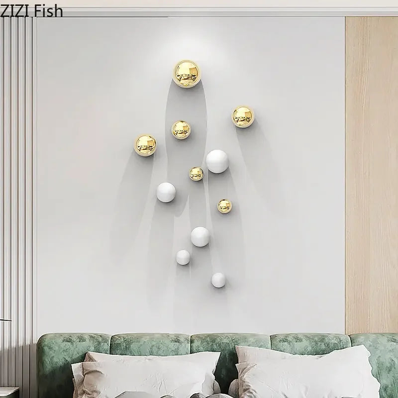 Afralia™ Gold Ball Wall Decoration Ornaments Room Aesthetics Living Background Display