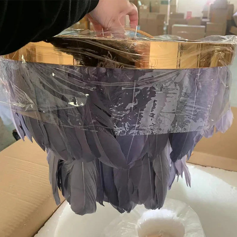 Afralia™ Nordic Feather Circle Chandelier for Marriage Bedroom and Home Decor Lighting