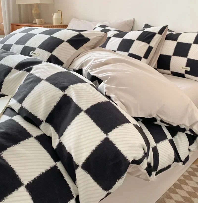 Afralia™ Nordic Cotton Bedding Set: Soft Striped Comforter Cover for Adults