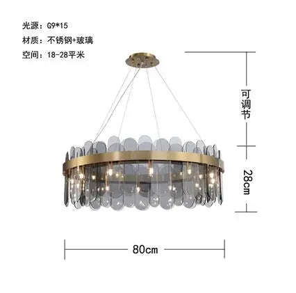 Afralia™ Smoke Grey Glass Ceiling Chandelier for Living Room, Hotel & Restaurant Lighting