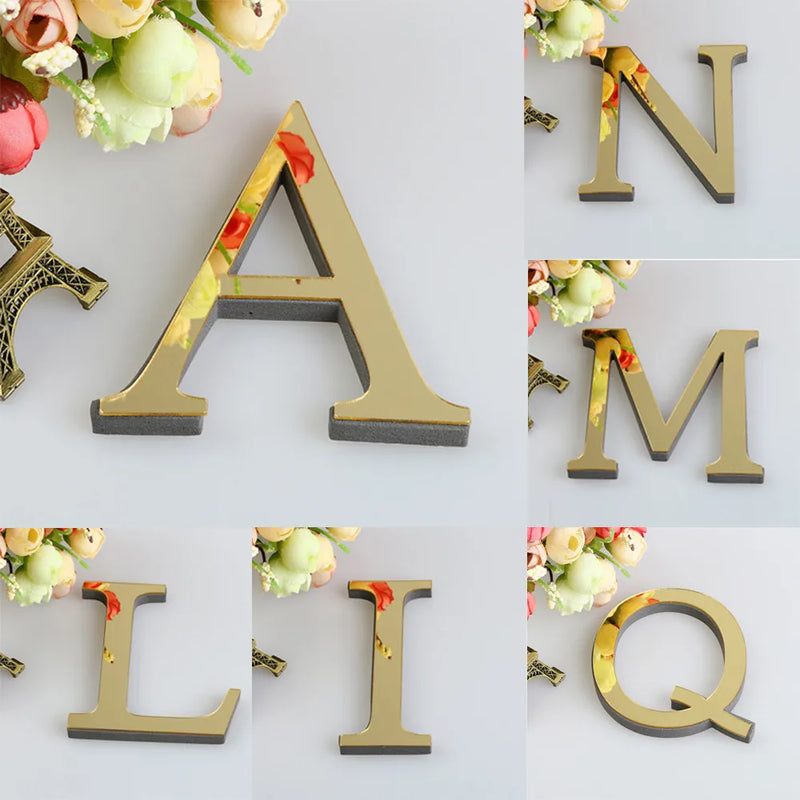 Afralia™ 3D Mirror Alphabet Letters Wall Decor for Home, Parties, and Weddings