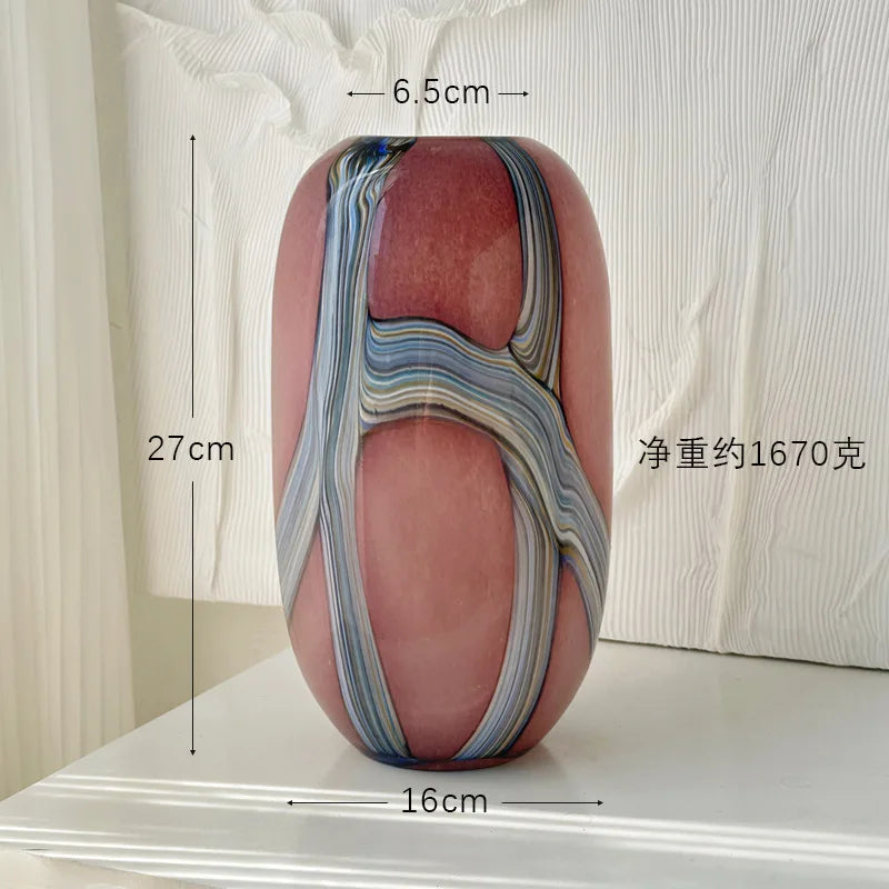 Afralia™ Irregular Geometric Graffiti Glass Vase for Floral Arrangement and Home Decoration