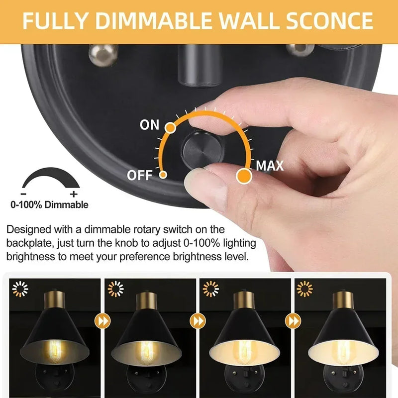 Afralia™ Dimmable Wall Lamp with Replaceable Bulb & Adjustable Angle