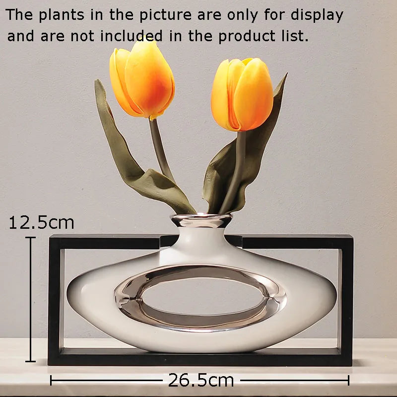 Afralia™ Elegant Square Ceramic Vase with Artificial Flowers for Desk Decoration