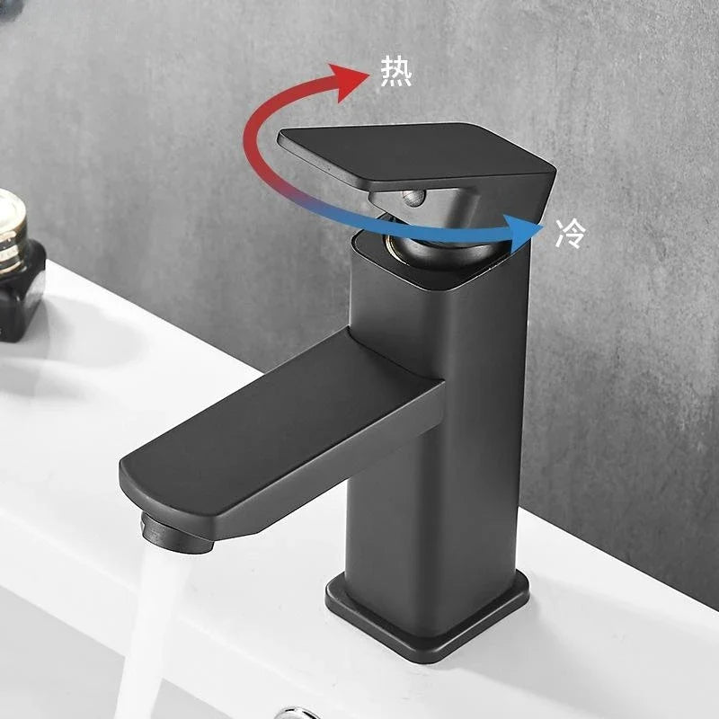 Afralia™ Black Basin Faucet Two-in-One Hot Cold Mixer for Bathroom Sink