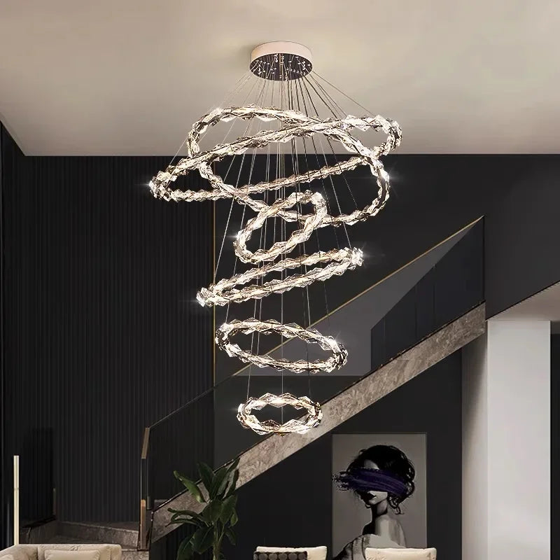 Afralia™ Modern Crystal LED Ceiling Chandelier Light Set for Stylish Indoor Lighting