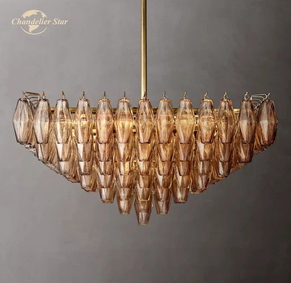 Afralia™ Chiara Glass LED Square Chandelier for Living Dining Room Lighting