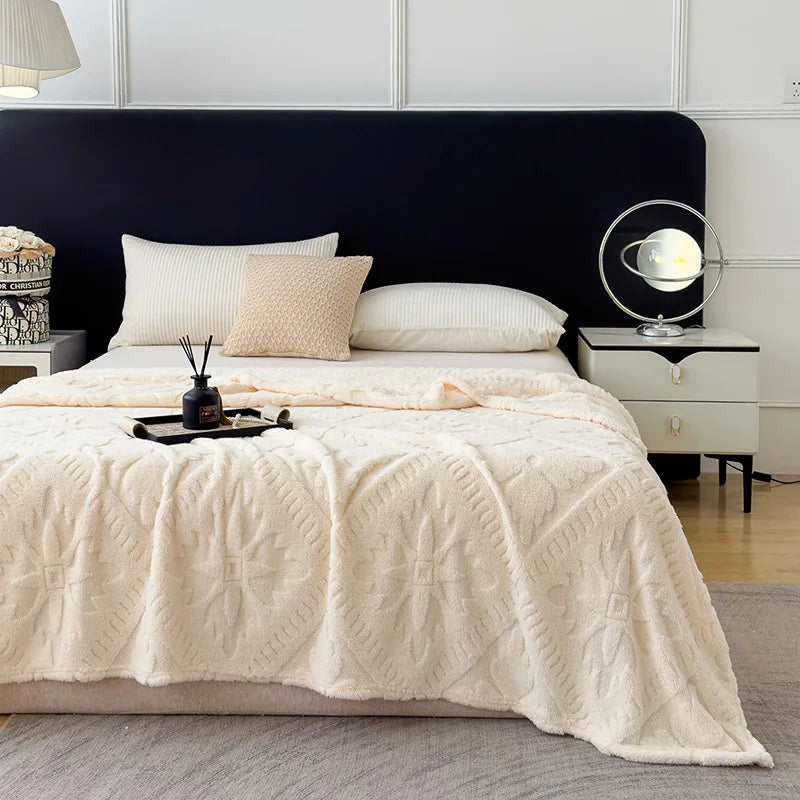 Afralia™ Taffeta Velvet Jacquard Coral Fleece Blanket: Warm, Skin-Friendly, Multi-Functional Sofa Cover