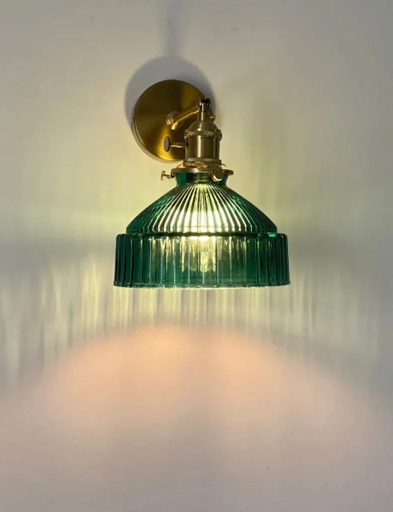 Nordic Glass Wall Lamp Rotatable Brass Bedside Sconce Light Fixture by Afralia™