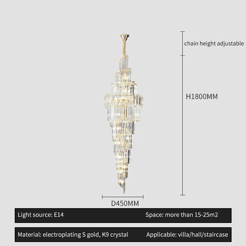 Afralia™ Spiral Staircase Chandelier: Luxury Postmodern Loft Light for Hotel, Villa, KTV