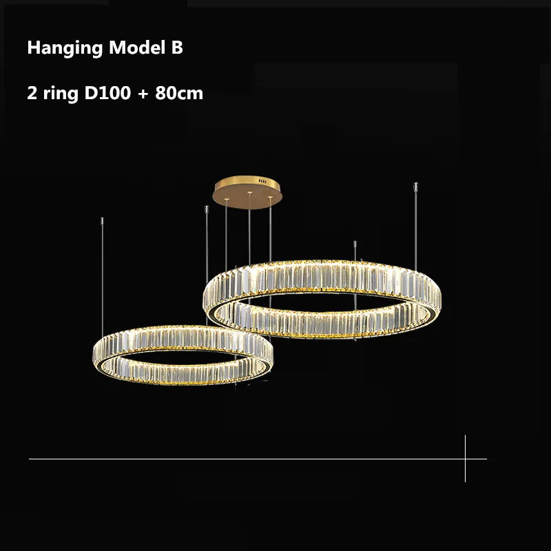 Afralia™ Crystal LED Chandelier: Modern Steel Pendant Lighting for Luxurious Foyer Decor