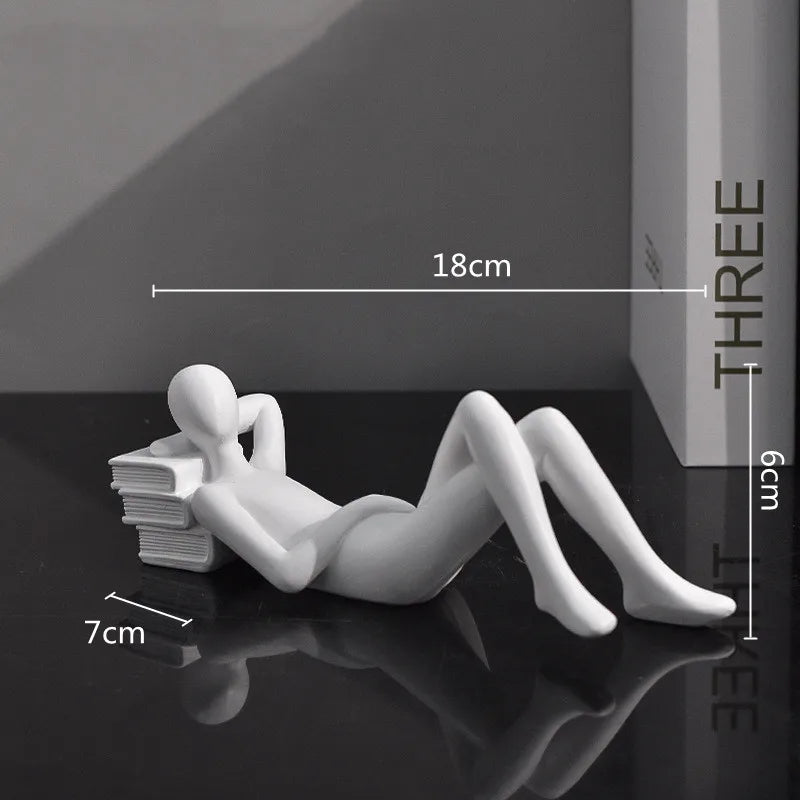 Afralia™ Golden Thinker Reader Man Resin Figure: Abstract Home Decor Figurine
