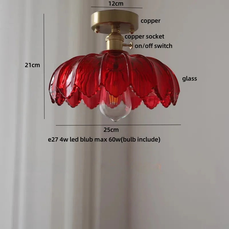 Afralia™ Green Flower Glass LED Ceiling Light Fixture - Nordic Modern Design