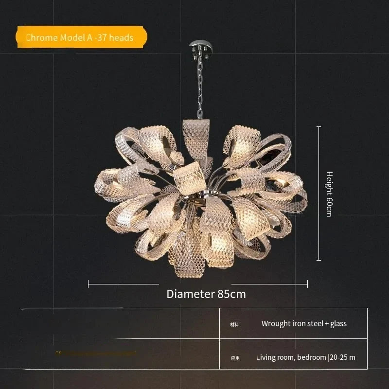 Afralia™ Luxury Villa Crystal Glass Chandelier - Designer French Art Light for Living Room