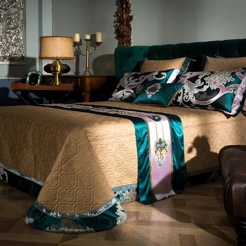 Afralia™ 200S Embroidery Egyptian Cotton Bedding Set Queen King Linens