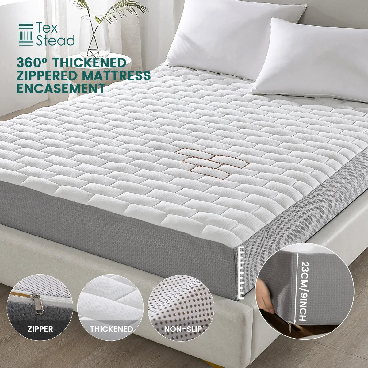 Afralia™ Waterproof Zippered Mattress Protector Encasement for Heavy Duty Protection