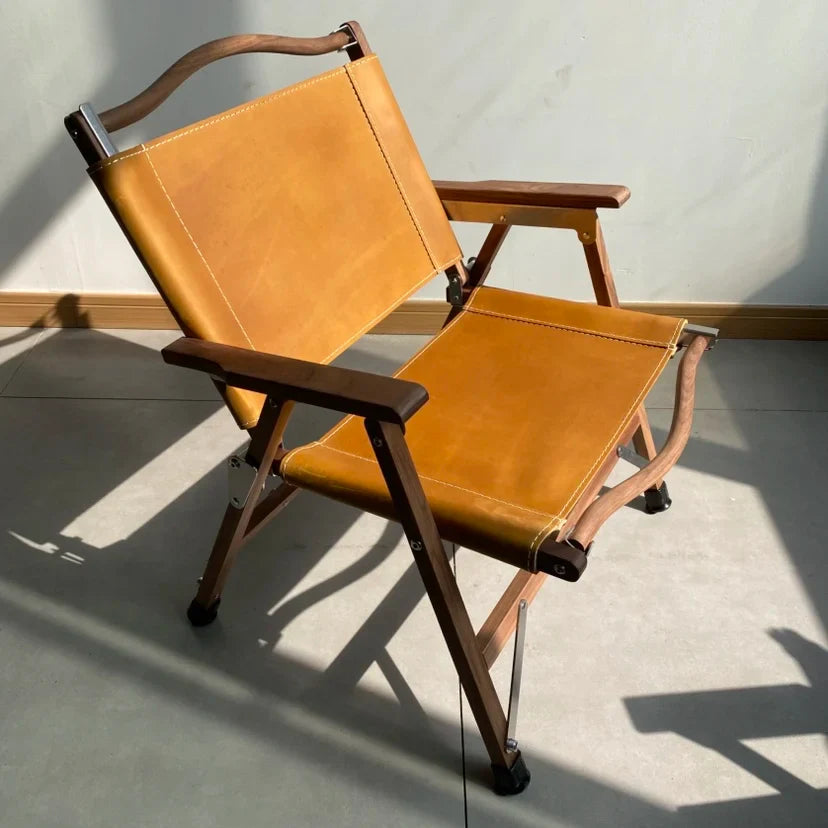 Afralia™ Folding Portable Backrest Chair Black Walnut: Outdoor Camping Leisure Garden Chair