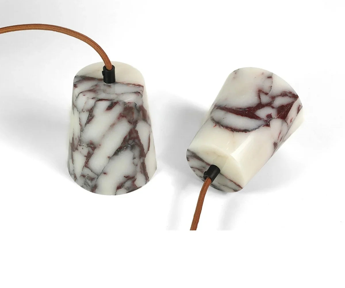 Afralia™ Bulgari Stone LED Pendant Lamp - Natural Marble Hanging Light