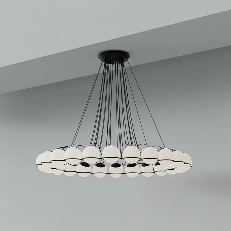 Afralia™ Modern Round Chandelier White Glass Ball Lamps
