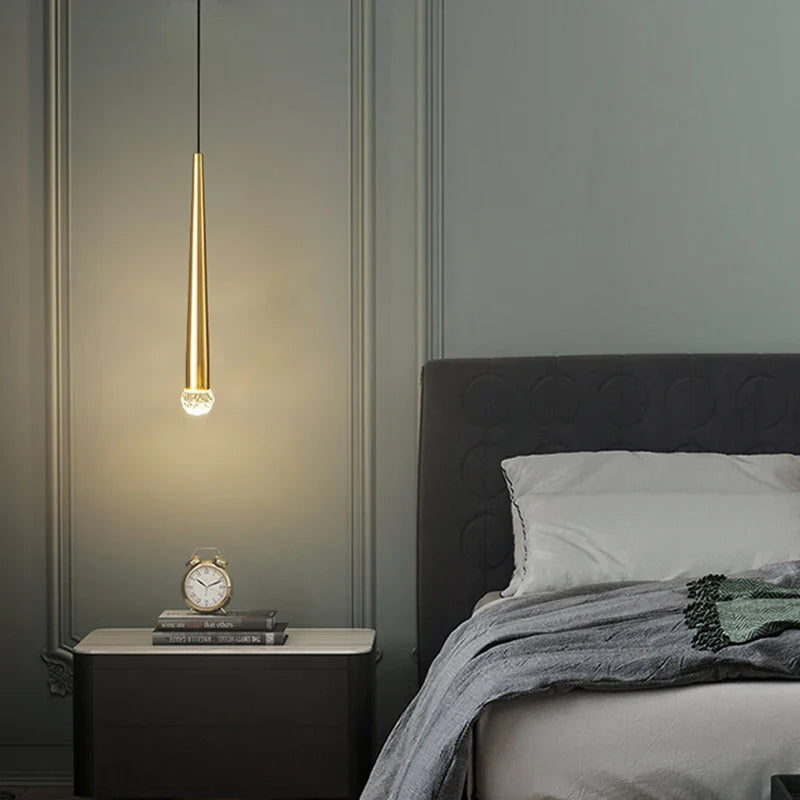 Afralia™ Crystal Pendant Lights: Modern LED Gold Hanging Lamp for Bedside, Bar, Restaurant