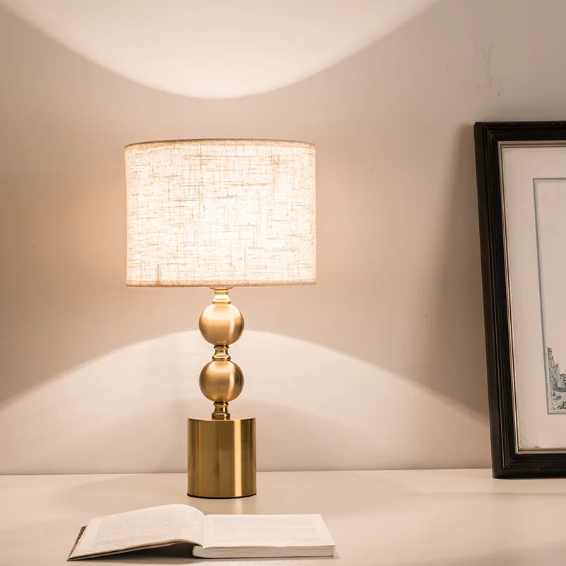 Afralia™ Luxury Golden Metal Table Lamp for Modern Bedroom and Villa Décor