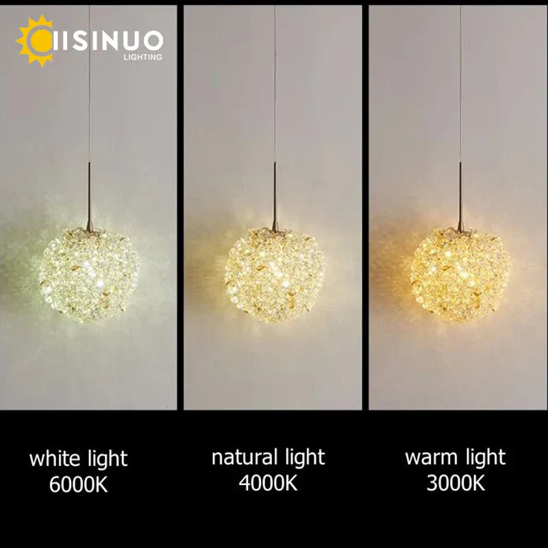 Afralia™ Crystal Ball Pendant Chandelier for Bedroom Bar Deco