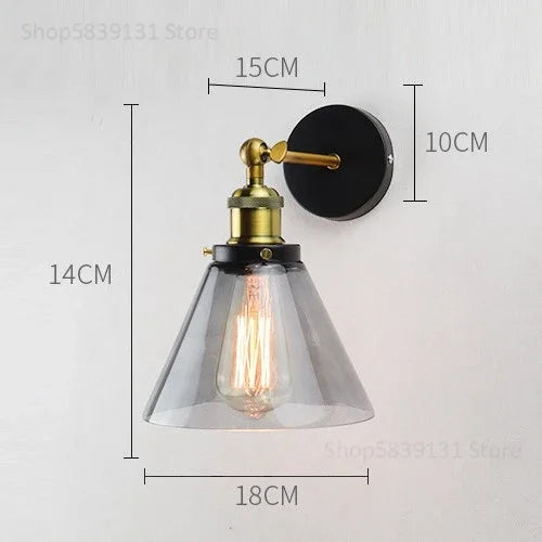 Afralia™ Vintage Metal Glass LED Wall Lamps Retro Industrial Living Room Bedroom Light Fixtures