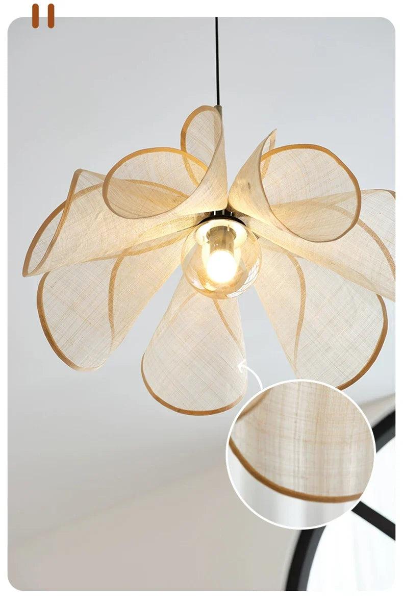 Afralia™ Wabi Sabi Fabric Chandelier: LED Dining Table Hanging Lamp, Living Room Kitchen Decor