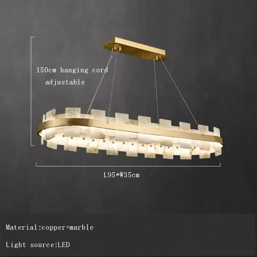 Afralia™ Luxury Marble LED Chandelier: Modern Round Ring Suspension Lamp for Bedroom