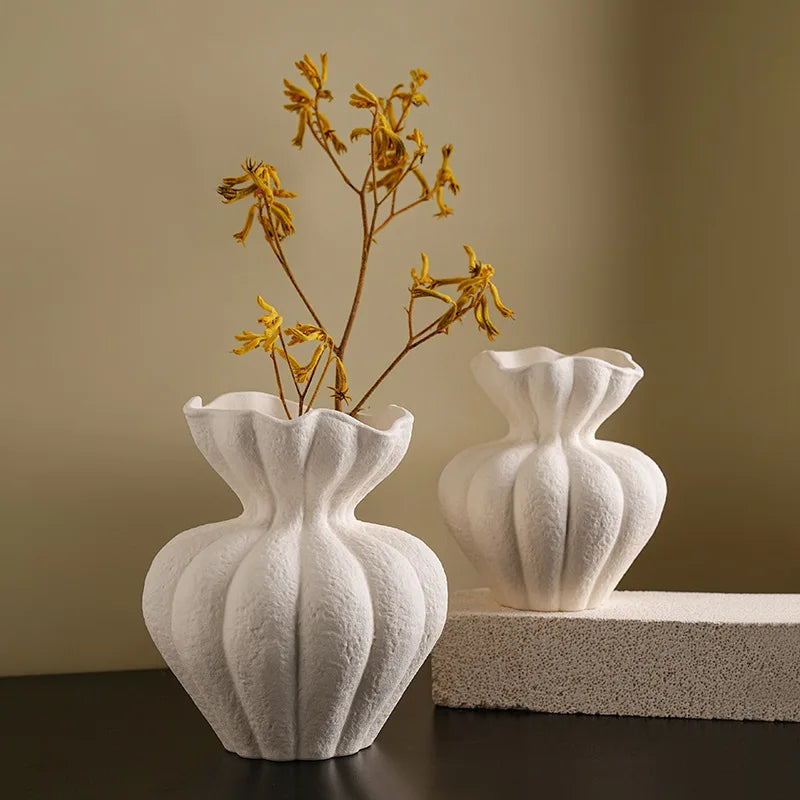 Afralia™ White Frosted Grain Ceramic Bud Vase - Room Decoration and Terrarium Accessory