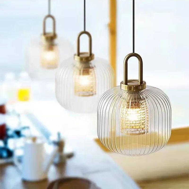 Afralia™ Glass Stripe LED Pendant Lights for Stylish Indoor Home Decor