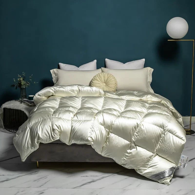 Afralia™ Luxe Goose/Duck Down Quilt: Fluffy Cozy Warmth, Queen King Size