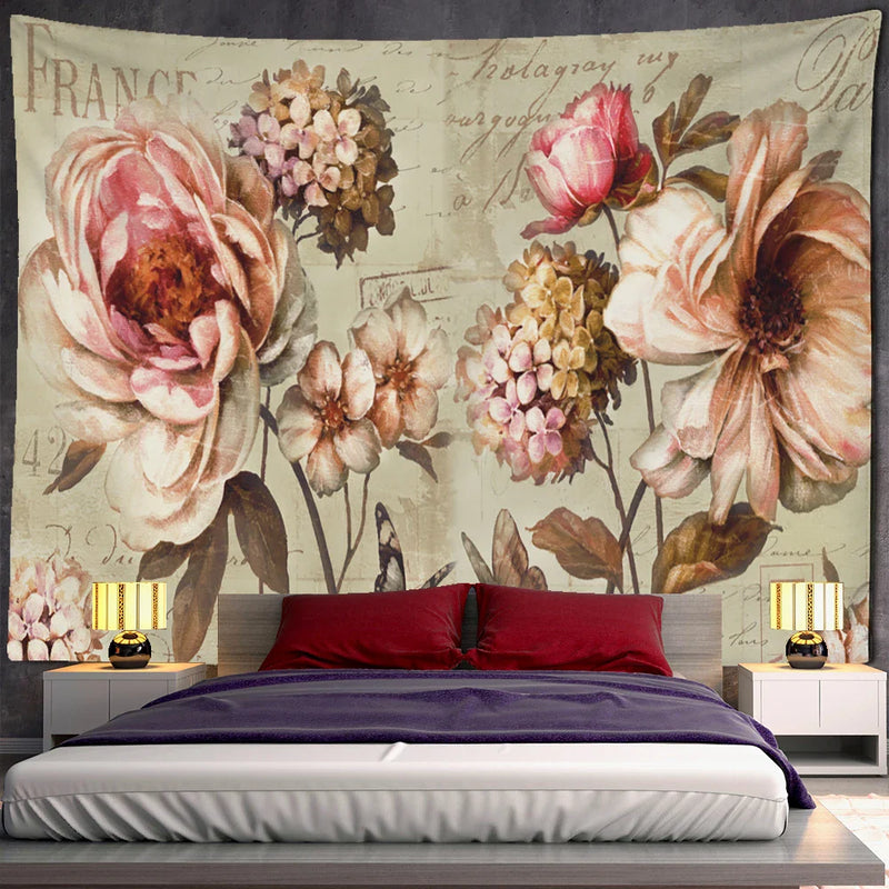 Bohemian Floral Tapestry Wall Hanging for Aesthetic Room Decor by Afralia™