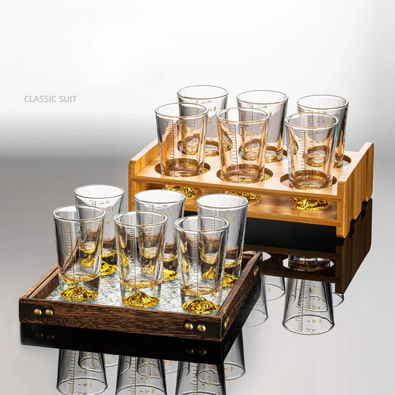 Afralia™ Clear Glass Liquor Cup Set 2oz Chinese Spirit Drinking Glasses with Graduated Line