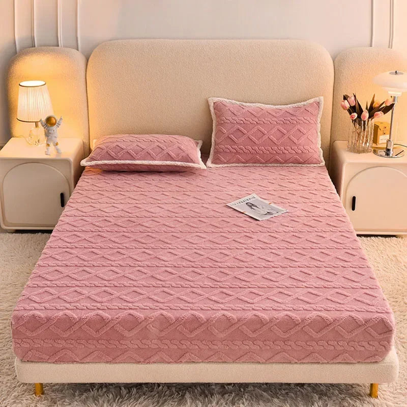 Afralia™ Cozy Tafu Fleece Queen Bed Sheet with Elastic Band