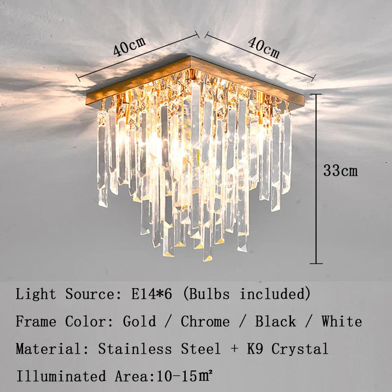 Afralia™ Gold Crystal Ceiling Lights - Luxury LED Fixture for Elegant Home Decor