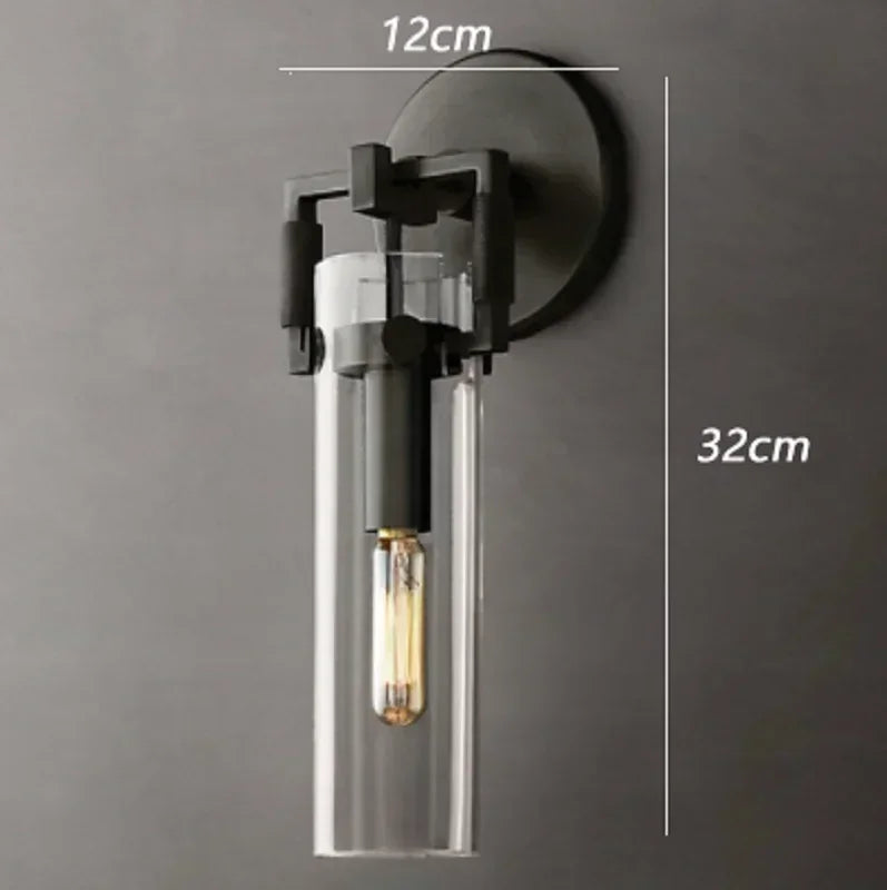 Afralia™ Glass Wall Lamp Industrial Style Retro Sconce for Bedroom Study Loft Dining Room