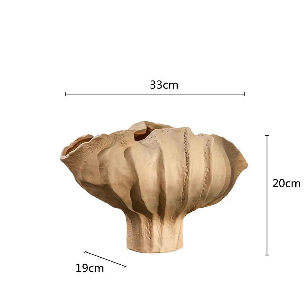 Afralia™ Ceramic Wavy Flower Vase - Home Decoration and Storage Organization