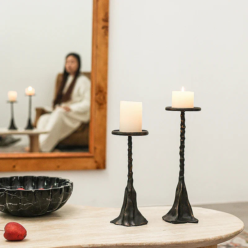 Afralia™ Metal Silver Candlestick Light for Luxury Porch Decor
