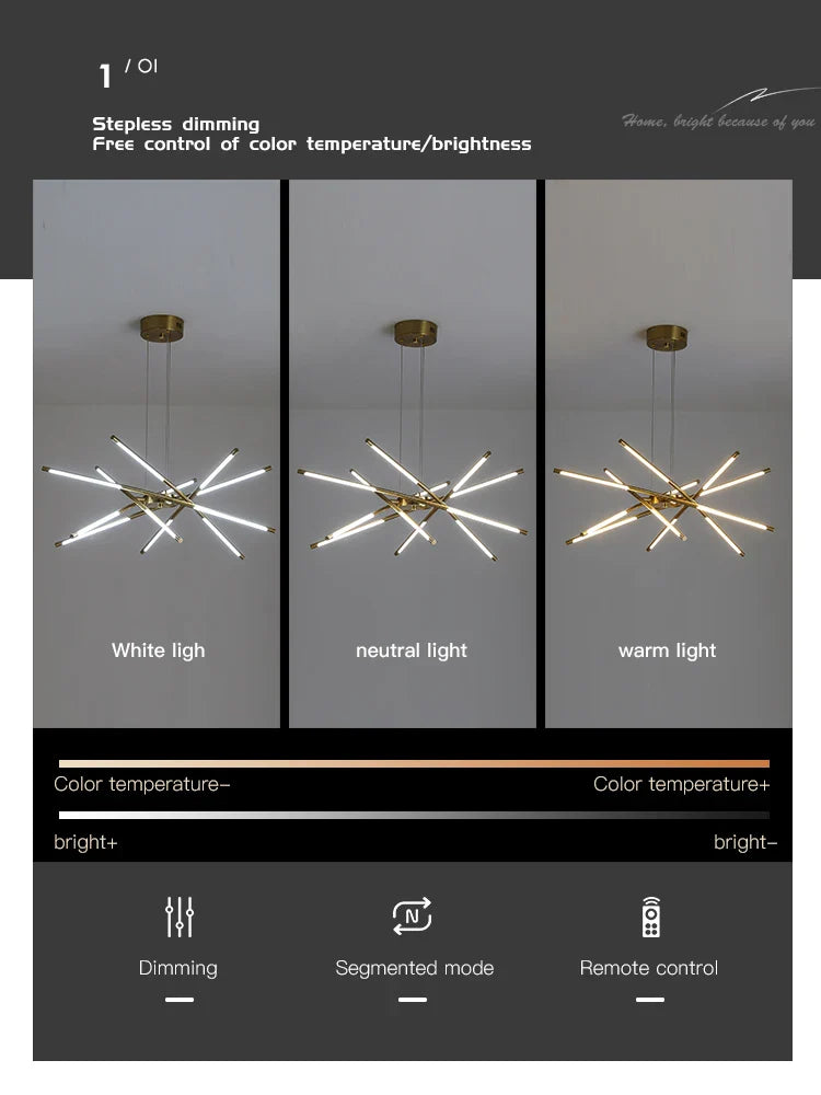 Afralia™ Nordic Geometry LED Chandelier with Remote Control for Living Room and Dining Table