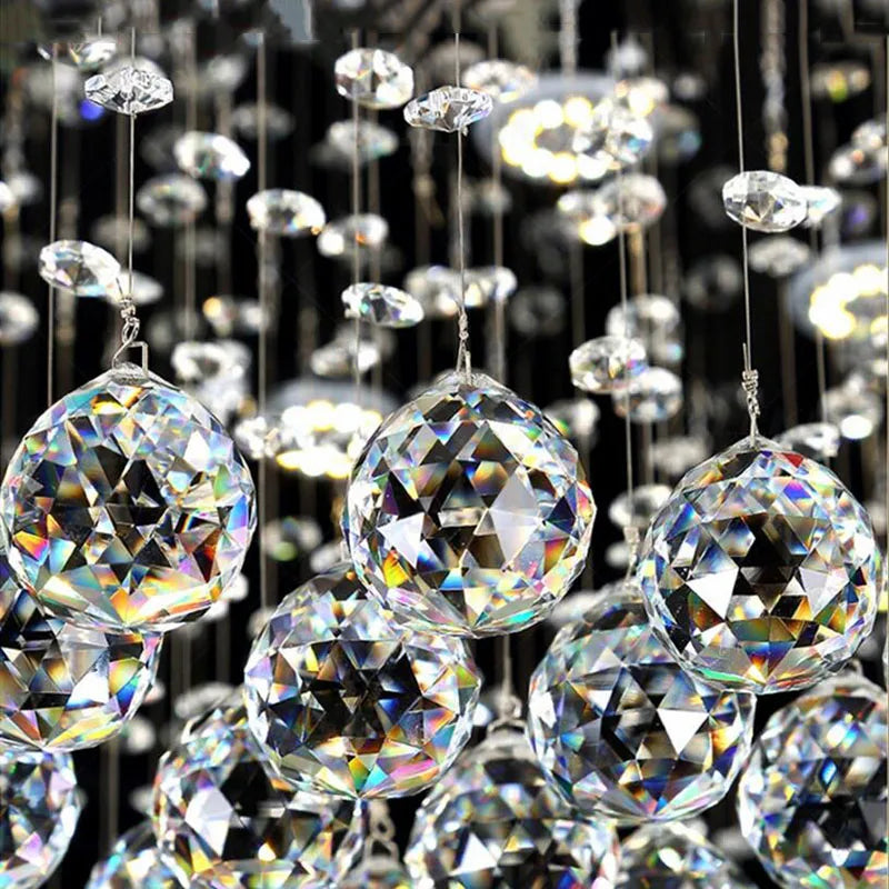 Modern Crystal Chandelier LED Lights Elegant Design for Hotel Villa Hall - Afralia™ Manggic
