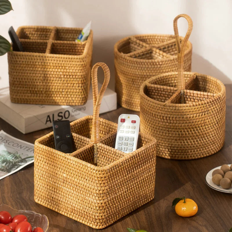 Afralia™ Rattan Storage Box: Organizer with Handle for Home & Office