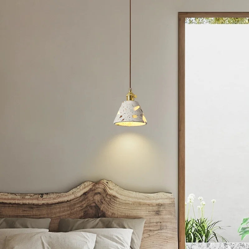 Afralia™ Wabi Sabi LED Pendant Lights Fixture Terrazzo Hanging Lamp Lighting