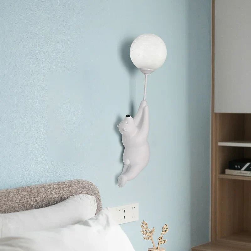 Afralia™ Nordic Bear Moon Lamp - Minimalist Kids Room Decor