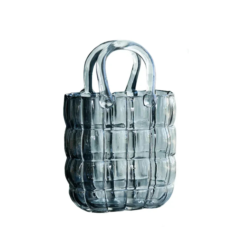 Afralia™ Clear Glass Vase Terrarium Handbag for Living Room Decoration