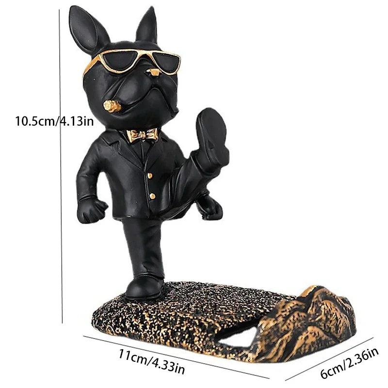 French Bulldog Sculpture Phone Holder Desk Decor Afralia™ Brand Iconic Office Figurine Stand