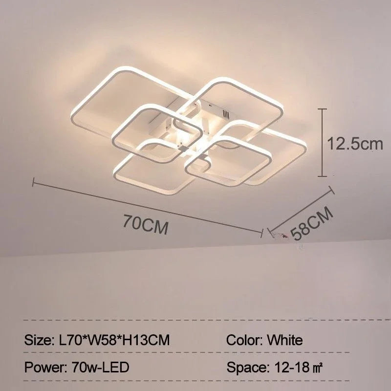 Afralia™ LED Ceiling Light 4 Rings 78W Square for Living Room Bedroom Bar