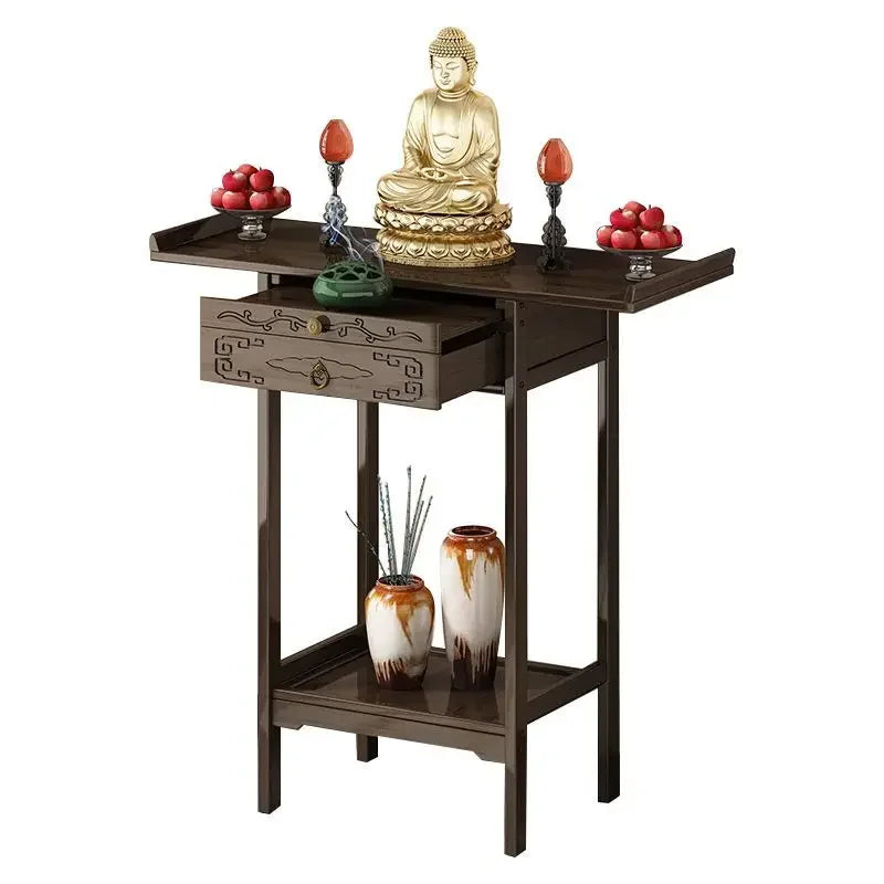 Afralia™ Bamboo Console Table with Drawer for Living Room - Vintage Side Table