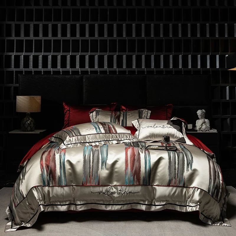 Afralia™ Luxe Brocade Jacquard Bedding Set with Egyptian Cotton & Embroidery