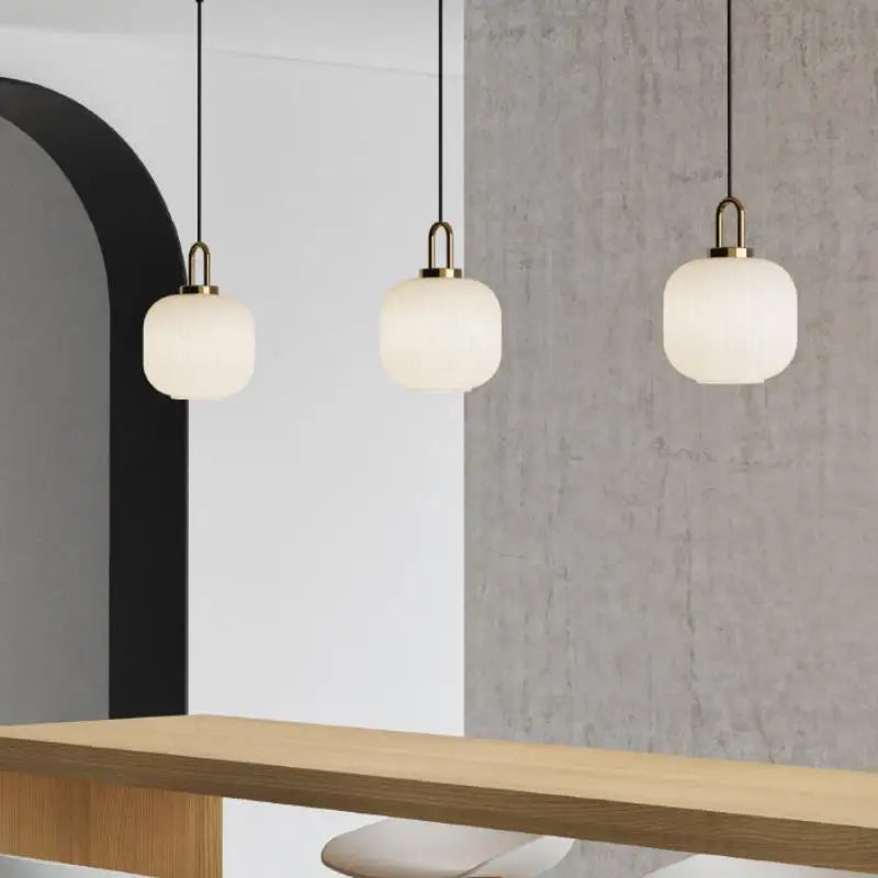 Afralia™ Pumpkin Glass Nordic Pendant Lights for Bedroom Dining Kitchen Island